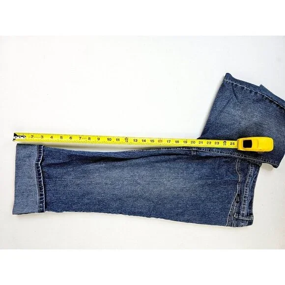 Angels Jeans Size 13 Juniors Women's Blue Cropped Capri Ramie Blend Logo Denim - Picture 7 of 11